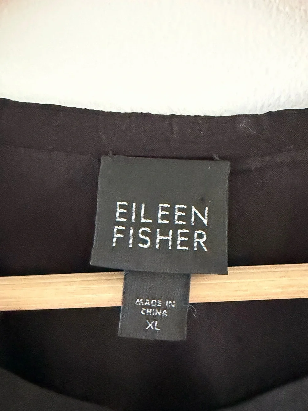 Eileen Fisher Minimalist Black Heavy Silk Shirt Dress Mandarin Collar Size XL - Picture 8 of 10